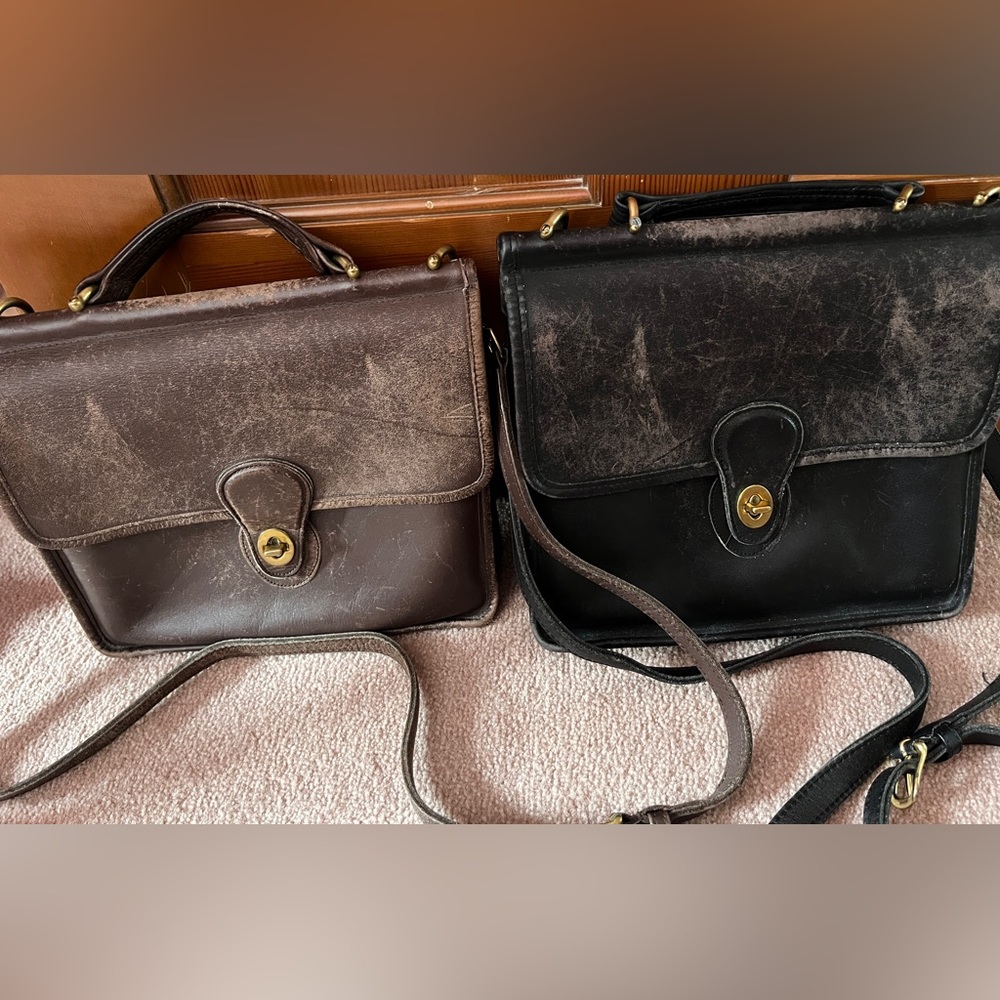 Vintage Coach Willis Satchels - Dark Brown and Black (Set of 2)